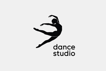 Silhouette of a graceful ballerina dancing, ballet dancer jumping in the air, vector illustration © Foysal