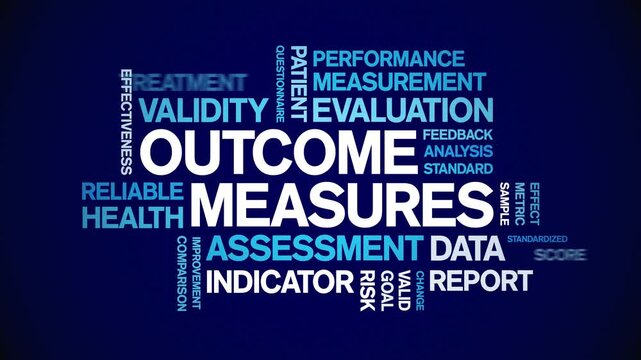 Outcome Measures animated word cloud-text design animation tag kinetic typography seamless loop.