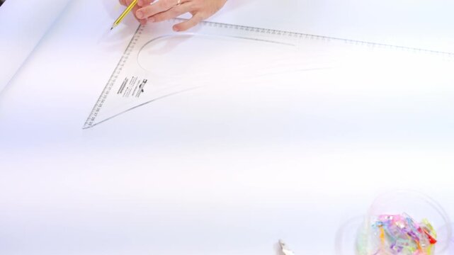 Fashion designer drawing a sewing pattern
