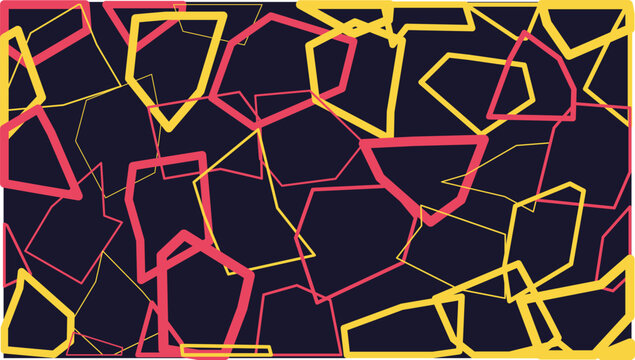 Abstract geometric pattern EPS with overlapping yellow and red wireframe polygon shapes on dark background for modern creative designs.