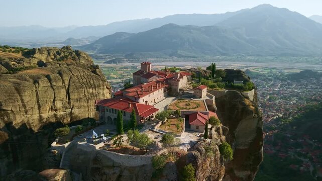 Holy Monastery of the Holy Trinity at Sunset, Meteora, Greece