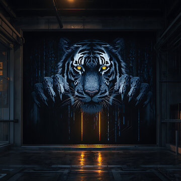 Tiger portrait. Wild cat art. Predator.