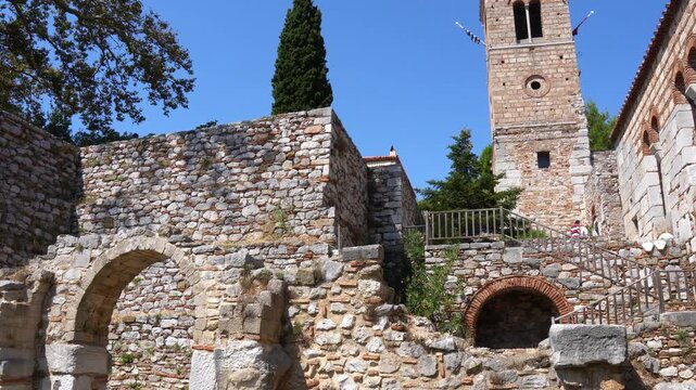 Ancient byzantine ruins of Hosios Loukas monastery in Greece