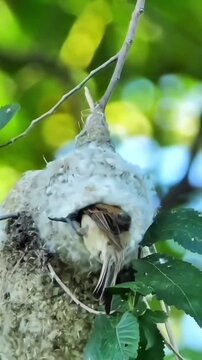 Beautiful Bird Working Hard to Build a Nest