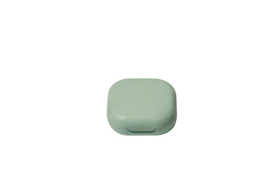 Mint Green Plastic Soap Box Container with Lid on Black Background PNG