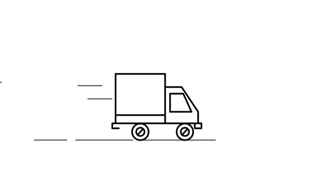 animated moving box delivery truck for fast shipping service