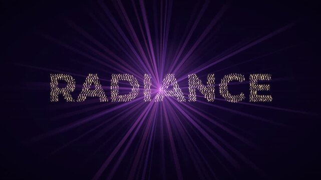 Bold Text Shimmering and Dissolving within Pulsating Light Rays