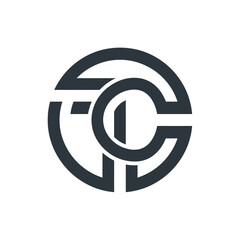 Fototapeta premium Circular monogram logo with letters H T C.