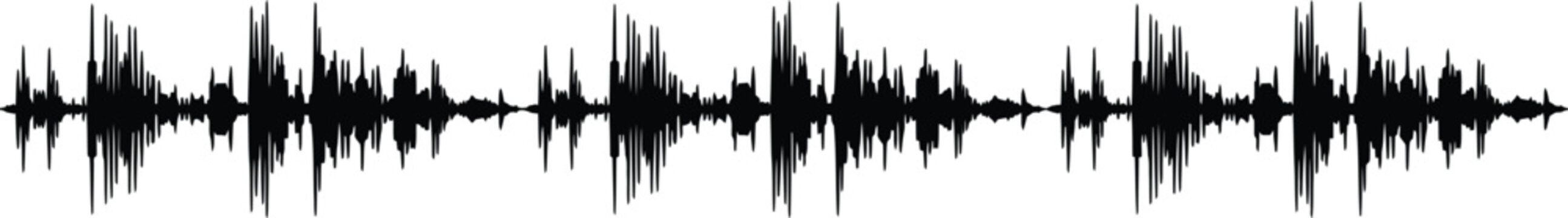 black sound wave audio waveform equalizer silhouette vector graphic element isolated on white background
