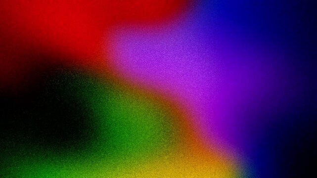 Vibrant VHS style colorful psychedelic grainy gradient color flow wave on black, music cover dance party poster design. Retro Colors. Flowing motion fluid animation. Grainy noise. Abstract neon shapes