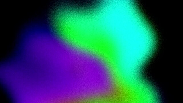 Vibrant VHS style colorful psychedelic grainy gradient color flow wave on black, music cover dance party poster design. Retro Colors. Flowing motion fluid animation. Grainy noise. Abstract neon shapes