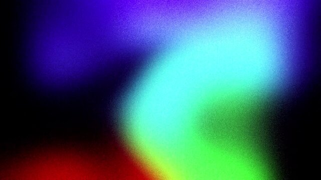 Vibrant VHS style colorful psychedelic grainy gradient color flow wave on black, music cover dance party poster design. Retro Colors. Flowing motion fluid animation. Grainy noise. Abstract neon shapes