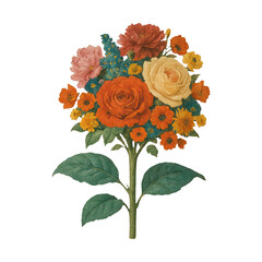 Obraz premium PNG Vibrant floral bouquet illustration