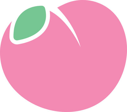 Pink peach fruit with leaf