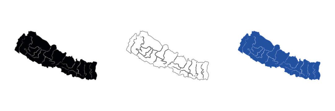 Map of Nepal showing administrative divisions and internal borders