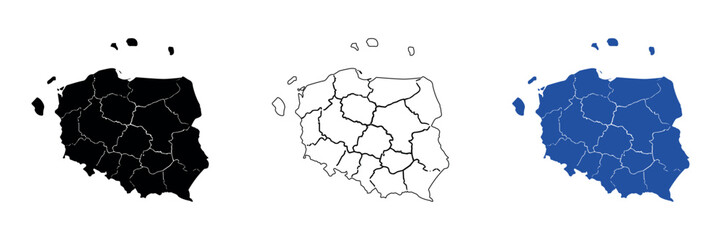 Outline map of Poland with internal administrative divisions shown © Santiago