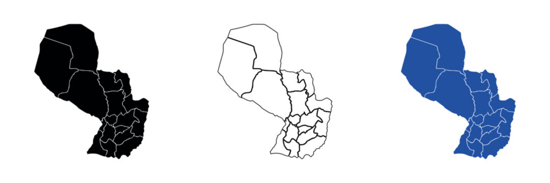 Map of Paraguay showing its administrative divisions and borders