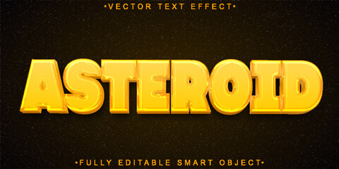 Asteroid Space Impact Typography Style Vector Fully Editable Smart Object Text Effect © HUMA