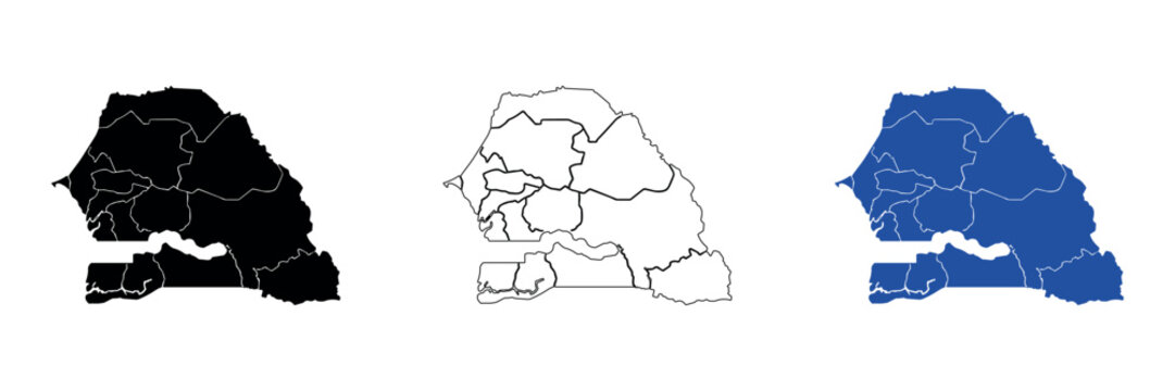 Map of Senegal showing administrative regions and borders