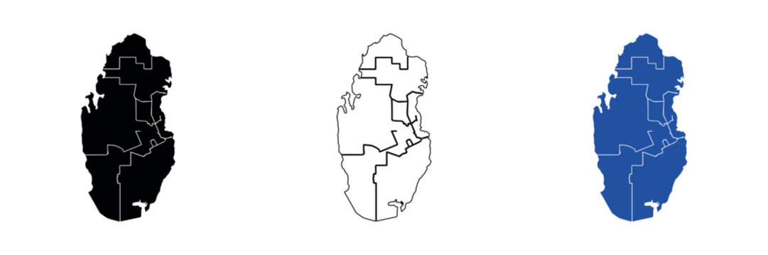 Map of Qatar showing administrative divisions and borders