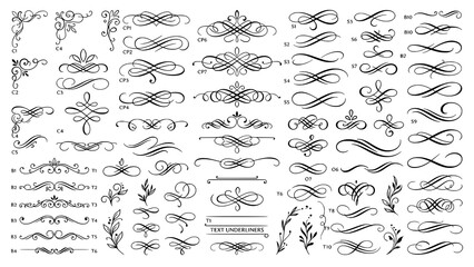 Set of elegant vintage calligraphic decorative swirls and dividers with flourish © Kapilbiswas
