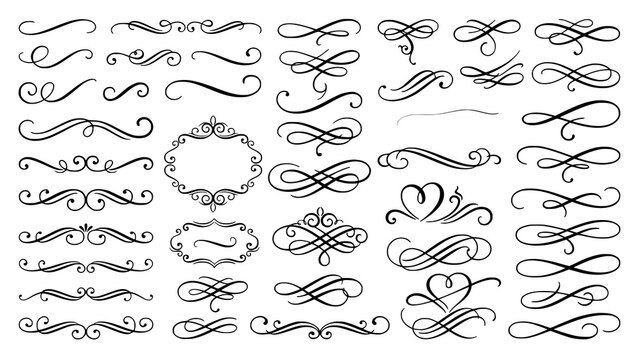 Set of elegant calligraphic flourishes and vintage decorative text dividers