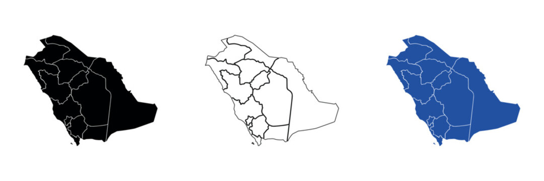 Map of Saudi Arabia showing administrative divisions and borders
