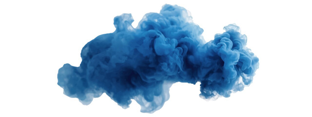 Fototapeta premium Dark blue smoke plume swirling with realistic volumetric vapor isolated on white background for design
