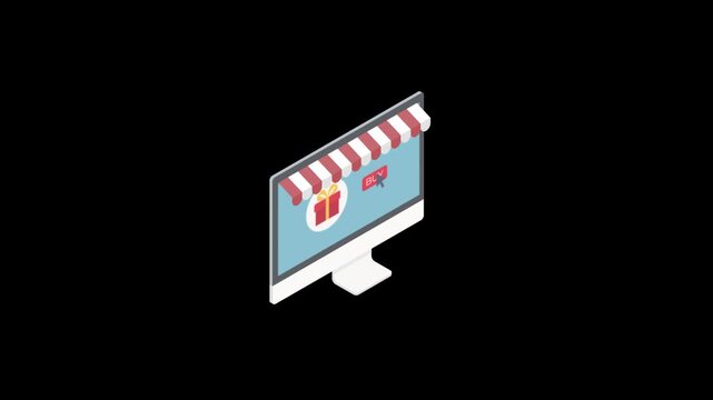 Modern Isometric Desktop Computer Animation for Technology Office and Digital Work