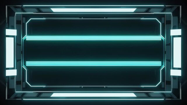 Rectangular frame revealed by horizontal scanning light lines  scan sweeps down