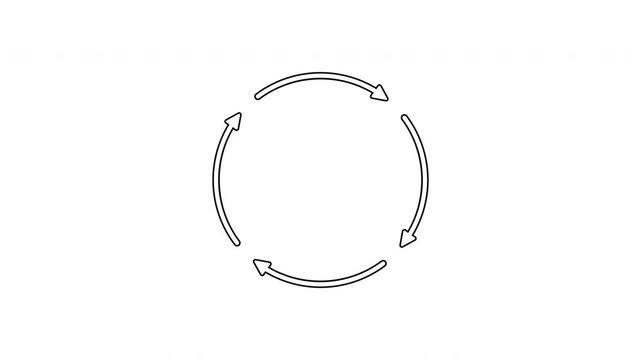 Circular Arrows Cycle Icon. Continuous Process, Recycling, And Workflow Loop Motion Graphic. Iterative Development And Sustainability Concept