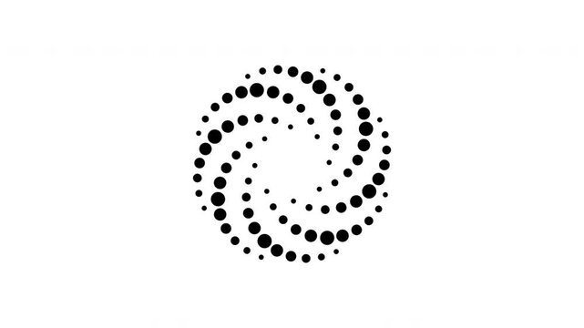 Circular Dotted Spiral Pattern Icon. Abstract Swirl Design, Dynamic Motion, And Energy Flow Symbol. Geometric Art, Optical Illusion, And Visual Effect