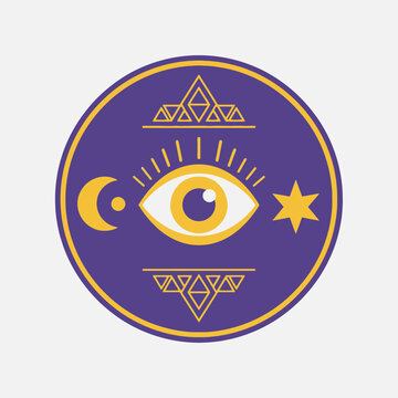 All seeing eye with moon star.