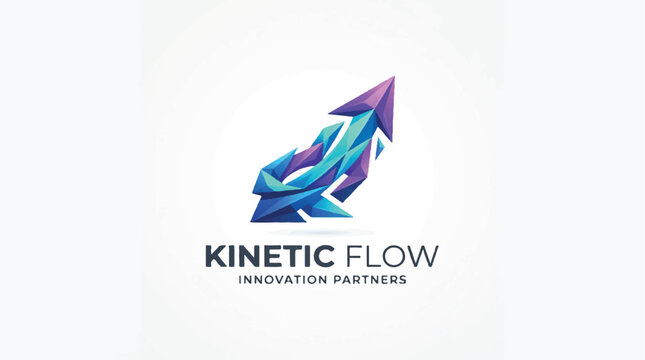 Dynamic blue and purple crystal arrow logo representing kinetic flow and innovation.