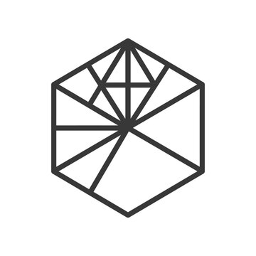 Black geometric polygon shape symbol.