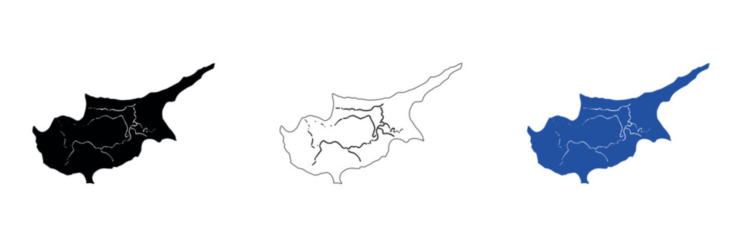 Map of Cyprus showing administrative divisions and geographical features