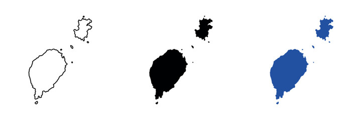 Map outlines of Sao Tome and Principe islands in different styles © Santiago