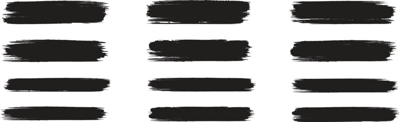 Set of different grunge brush strokes. Black brush strokes vector. Paint, ink brush, brush strokes, brushes, lines, frames. Dirty artistic design elements. Straight line vector brush strokes. © methumahi
