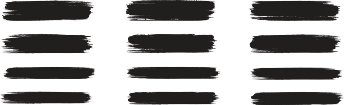 Set of different grunge brush strokes. Black brush strokes vector. Paint, ink brush, brush strokes, brushes, lines, frames. Dirty artistic design elements. Straight line vector brush strokes.