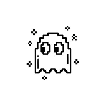 Pixel art ghost character design.