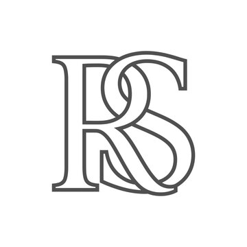 Large decorative letter RS monogram symbol.