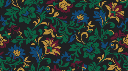 Vibrant floral pattern with colorful flowers. © Ira Project