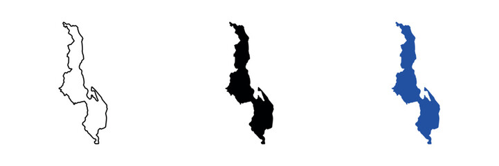 Map outline and silhouette of Malawi, a landlocked country in Africa © Santiago