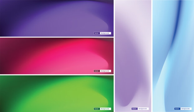A professional set of abstract gradient backgrounds featuring soft, flowing wave blends and smooth color transitions.