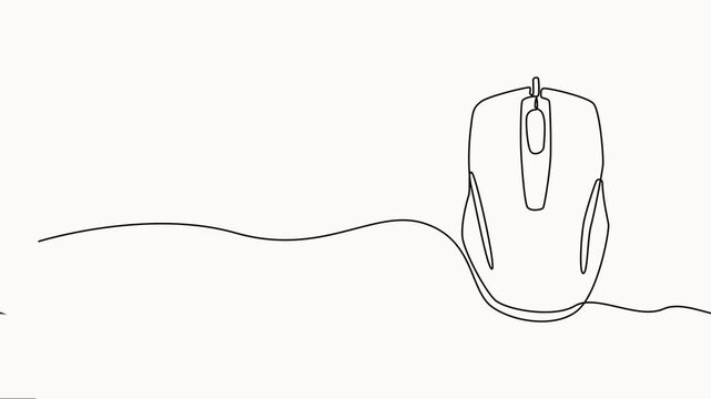 continuous line animation of computer mouse. Cursor tool for digital display, Computer optical mouse tool one line art animation, Computer optical mouse tool one line art animation