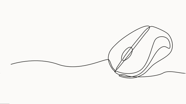 continuous line animation of computer mouse. Cursor tool for digital display, Computer optical mouse tool one line art animation, Computer optical mouse tool one line art animation