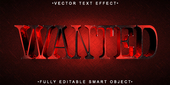  Wanted Wild West Typography Style Vector Fully Editable Smart Object Text Effect