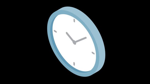 Modern Isometric Wall Clock Animation for Time Schedule and Productivity