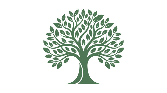A stylized green tree with leaves.
