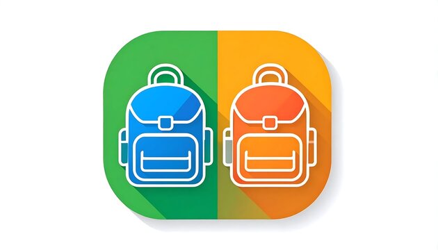 Minimalist backpack icon set on vibrant colorful background.